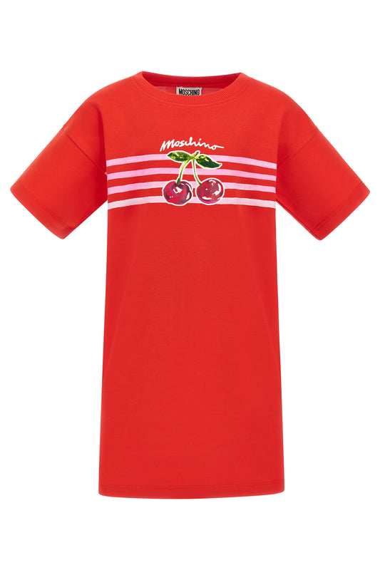 MOSCHINO GIRLS RED CHERRY DRESS HDV0HS