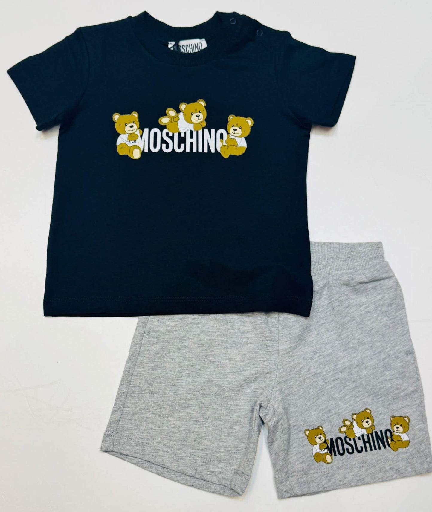 MOSCHINO BABY/TODDLER T SHIRTS & SHORTS SET BLACK MZG00M