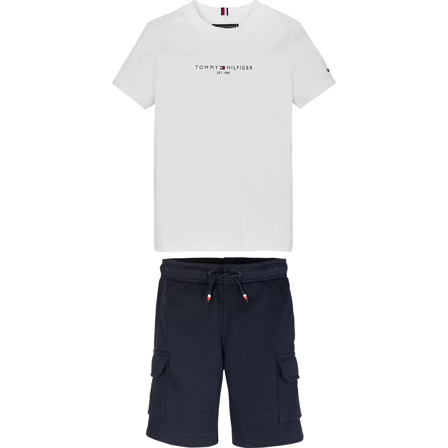 TOMMY HILFIGER NAVY/WHITE CARGO SHORTS SET 9661