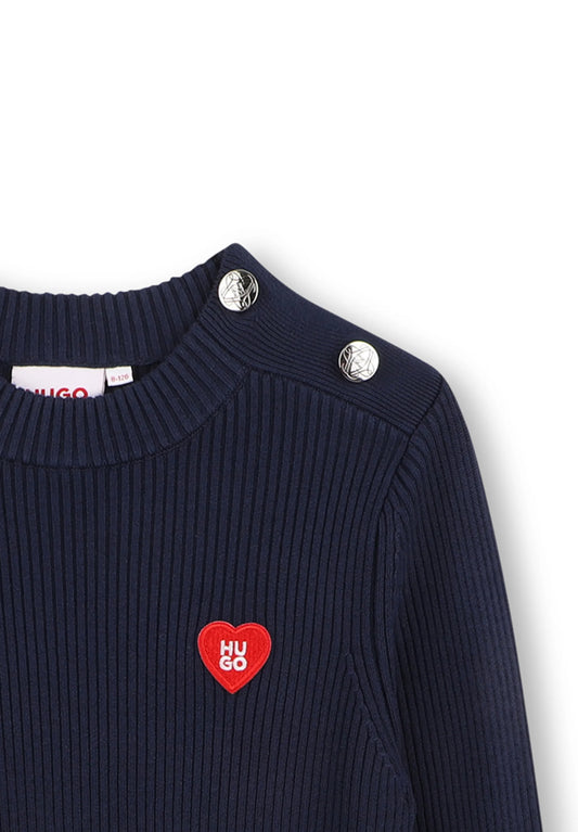 HUGO GIRLS NAVY DRESS G01280