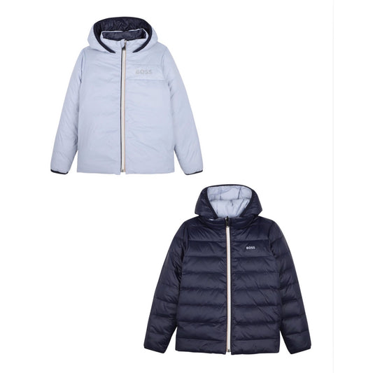 BOSS BOY NAVY/PALE BLUE REVERSIBLE PUFFER JACKET J53439