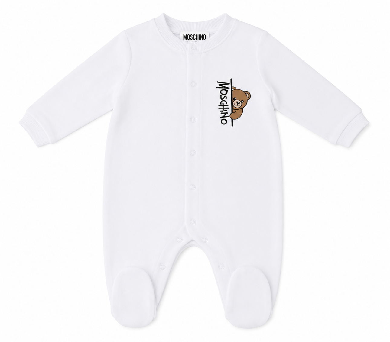 MOSCHINO WHITE BABYGROW WITH GIFT BOX MUY09K