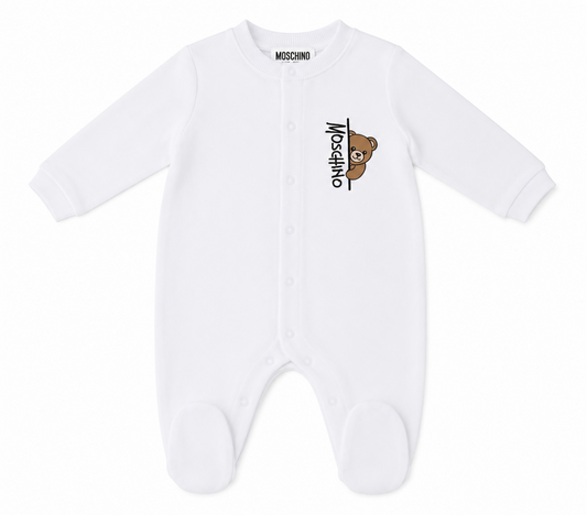 MOSCHINO WHITE BABYGROW WITH GIFT BOX MUY09K