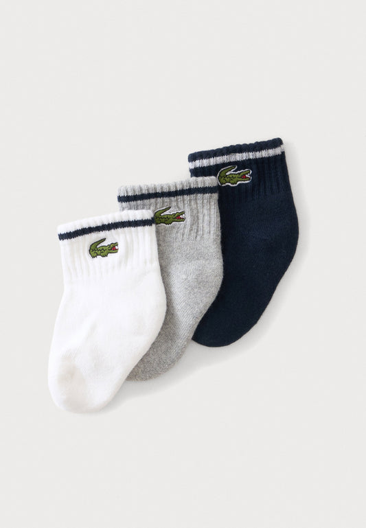 LACOSTE 3 PACK INFANT CROC ANKLE SOCKS N46584