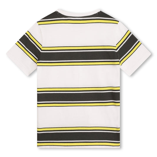 BOSS BOYS T-SHIRT WHITE & YELLOW STRIPE.