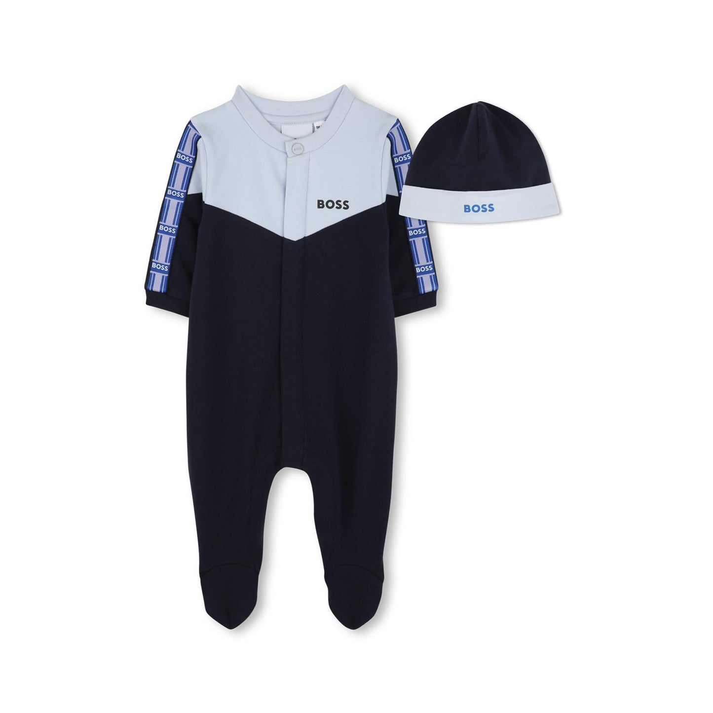 BOSS BOY NEW BORN NAVY BABYGRO +HAT J52218