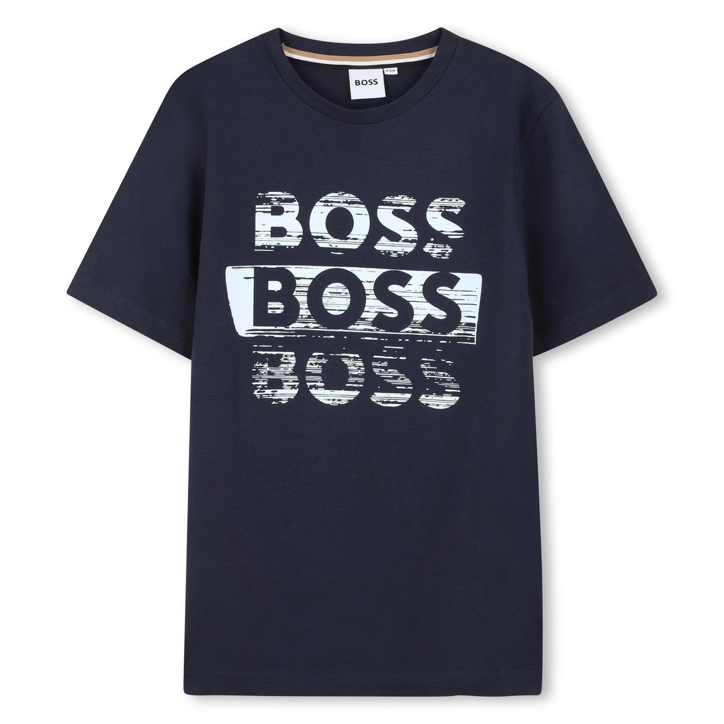 BOSS BOYS NAVY REPEAT LOGO T SHIRT J52366