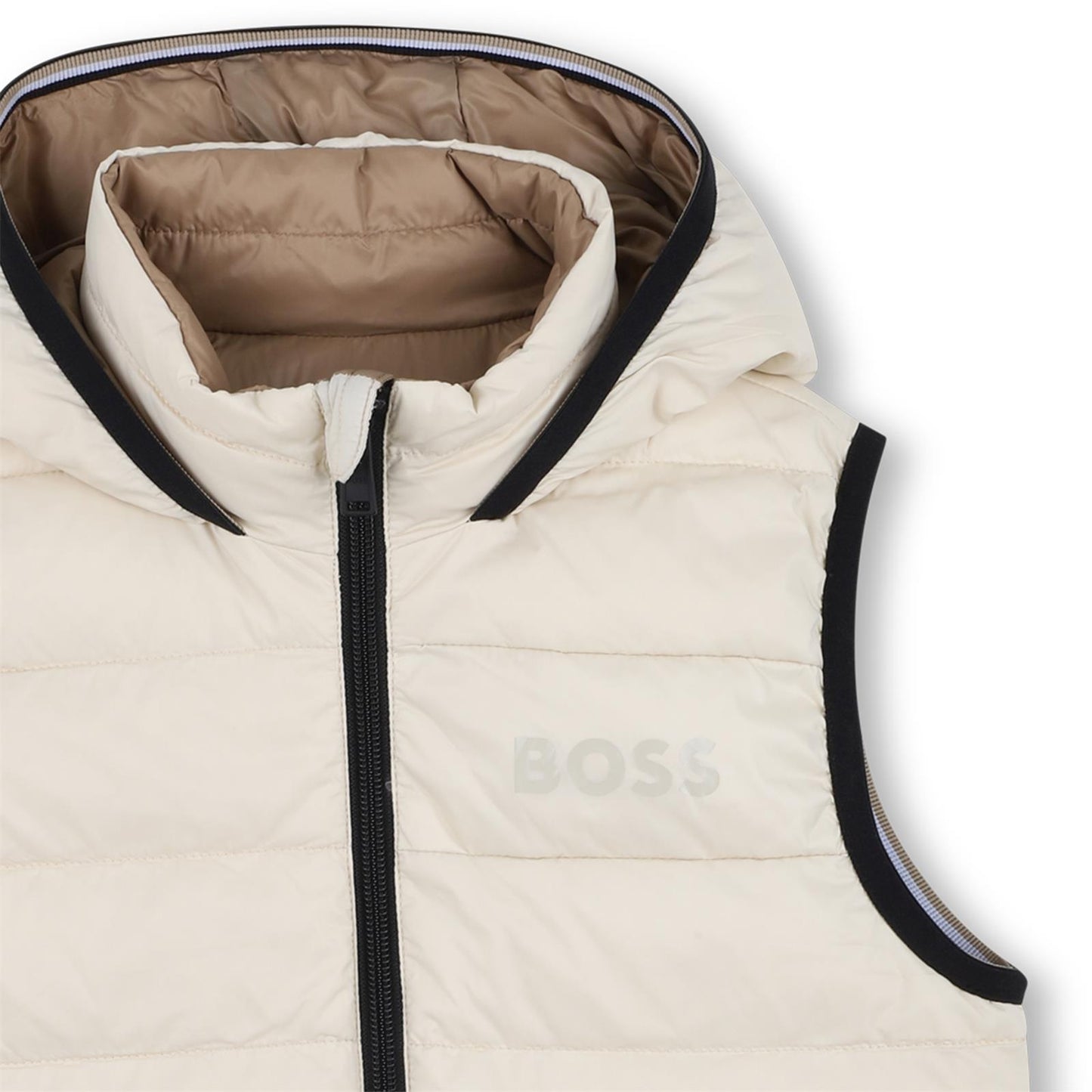 BOSS BOYS REVERSIBLE BEIGE PUFFER JACKET J52395