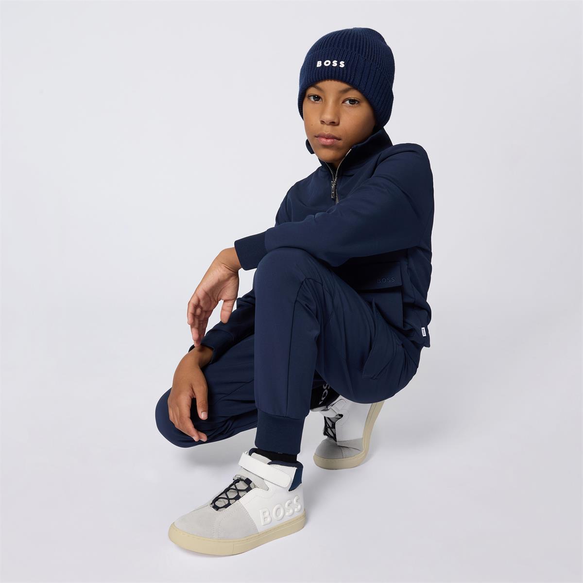 BOSS NAVY BEANIE HAT J52616