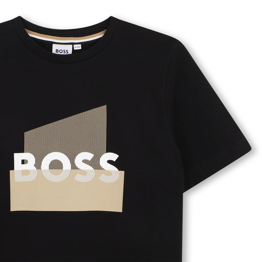 BOSS BOYS BLACK GRAPHIC T SHIRT J52978