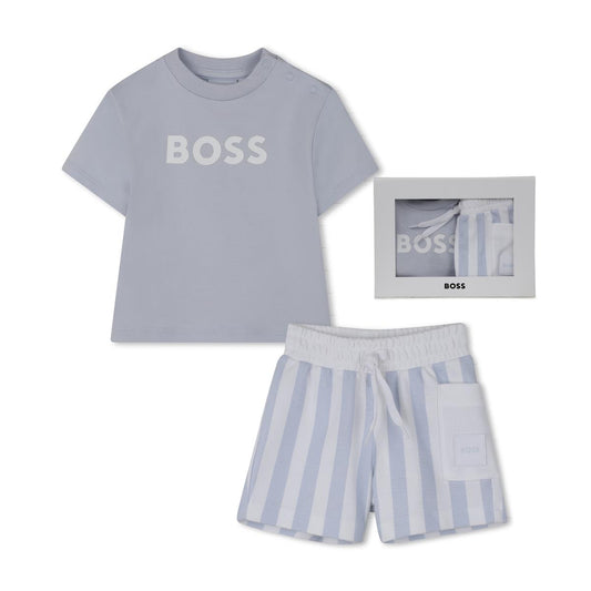 BOSS BABY BOY PALE BLUE T SHIRT & SHORTS SET J53048