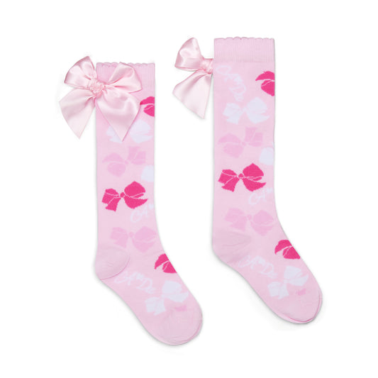 A DEE RAMONA BOW PRINT KNEE HIGH SOCKS S261902