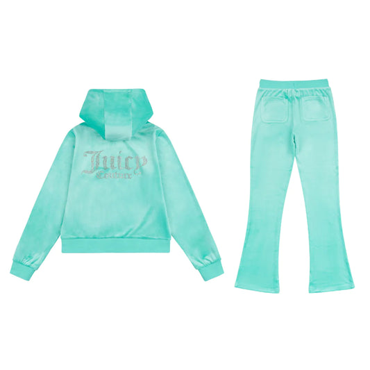 JUICY COUTURE GIRLS TURQOISE SOFT VELOUR TRACKSUIT