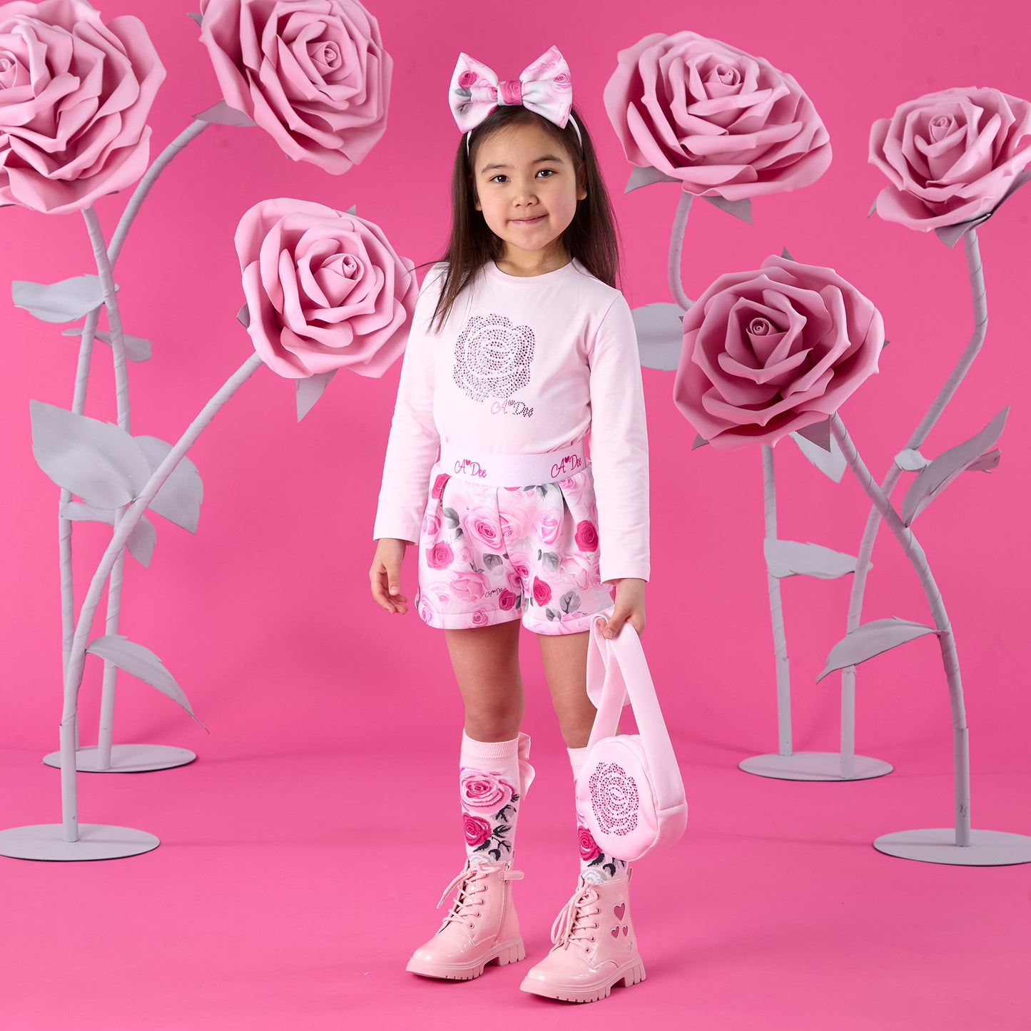 A DEE AMAYA ROSE PRINT SHORT SET W261506