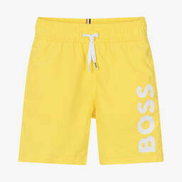 BOSS BOYS YELLOW SWIM SHORTS