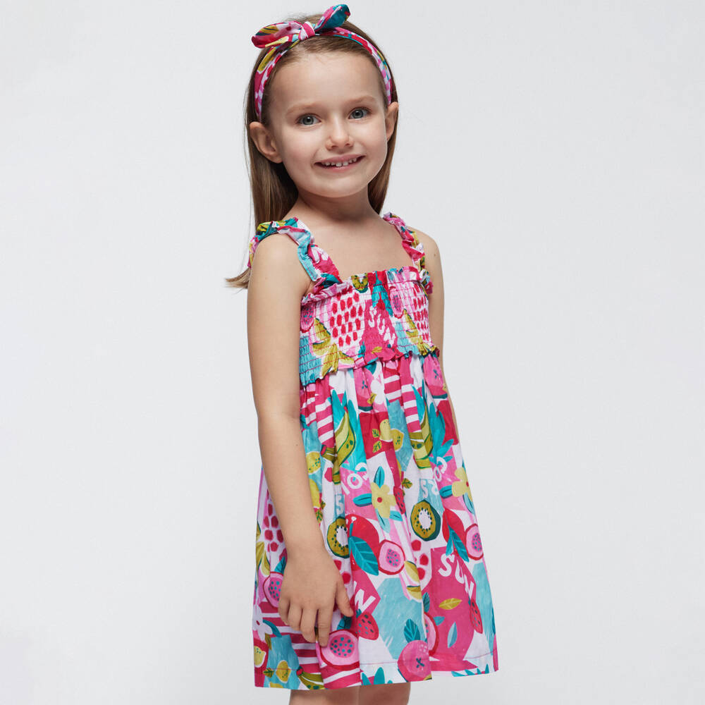 MAYORAL FUCHSIA DRESS AND HEADBAND 3947