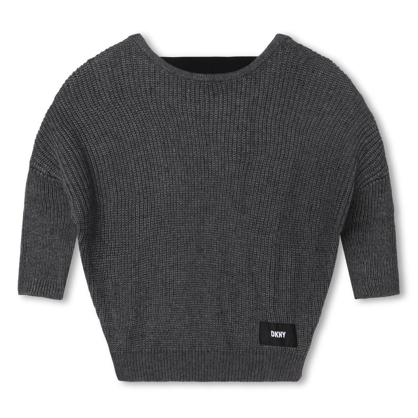 DKNY Girls Grey Knitted Pullover- Oversized