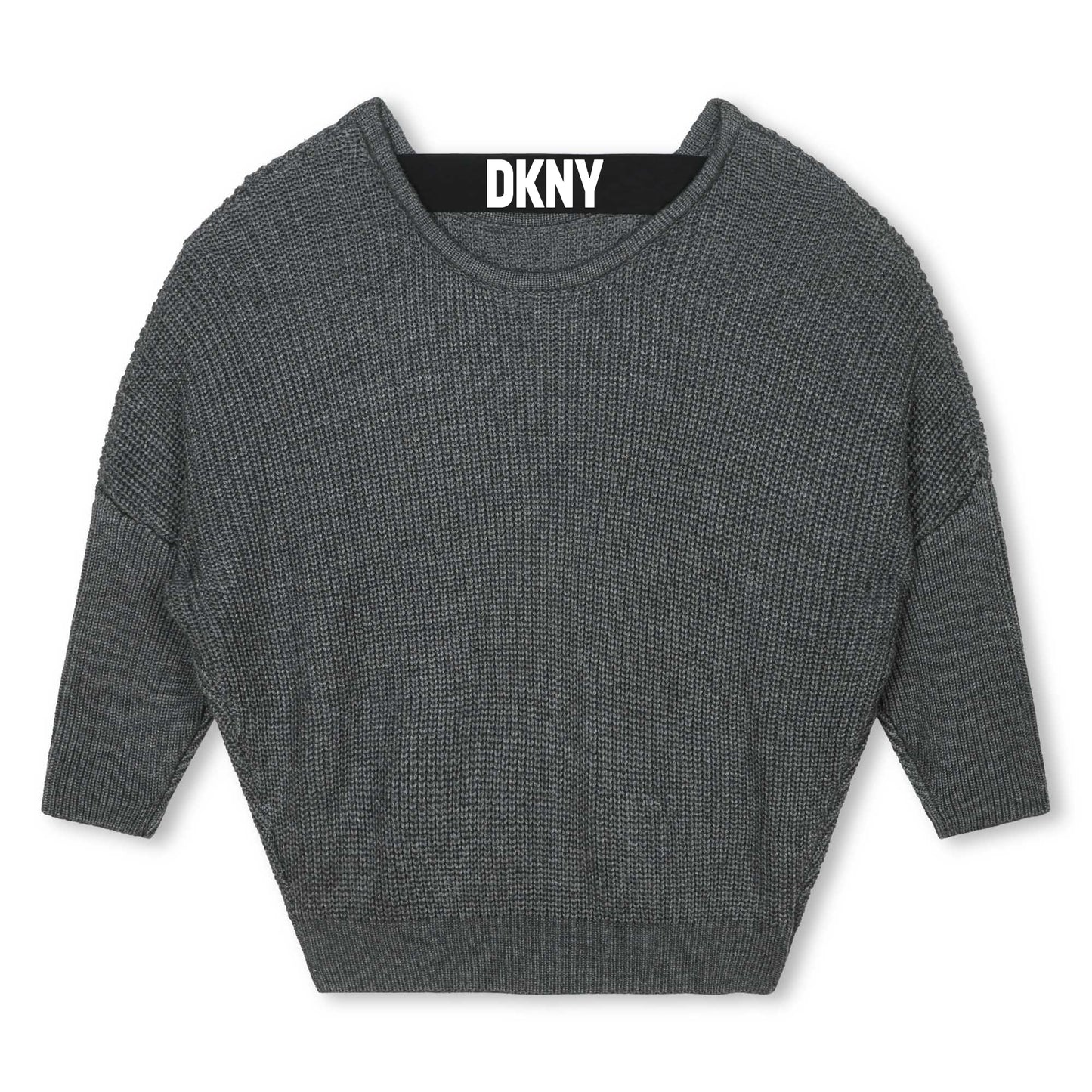 DKNY Girls Grey Knitted Pullover- Oversized