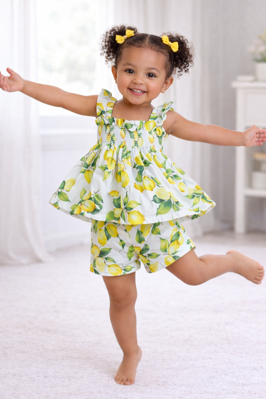 DEOLINDA GIRLS LEMON SHORTS SET