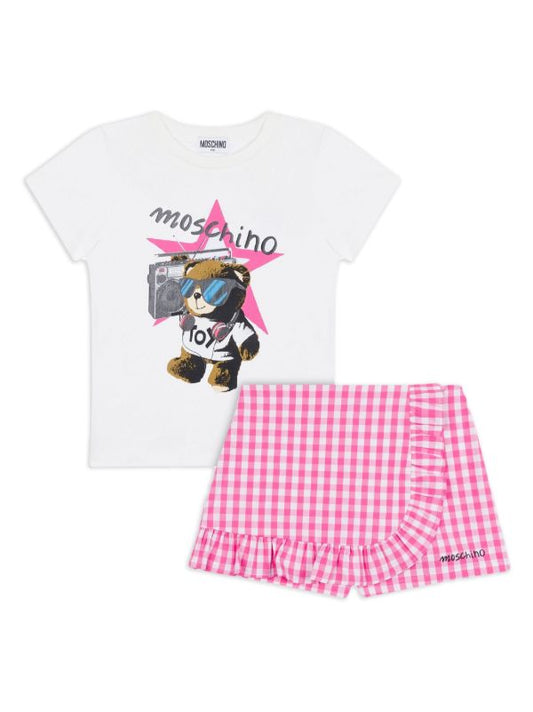 MOSCHINO PINK/WHITE SHORTS SET HDG01C