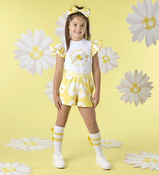 A DEE DAISY DREAMER DOROTHEA DAISY SHORT SET 2514 - BRIGHT WHITE