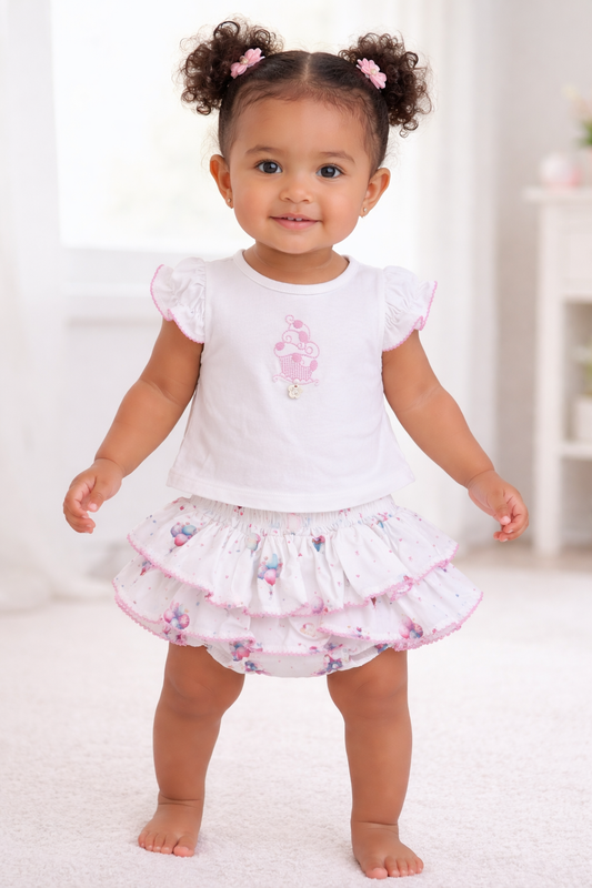 DEOLINDA BABY GIRL TODDLER CUPCAKE BLOOMERS SET