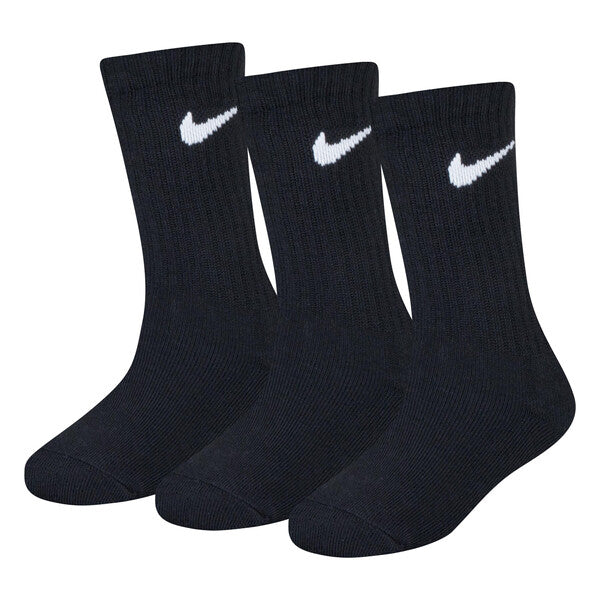NIKE 3PK BLACK CREW SOCKS RN0027