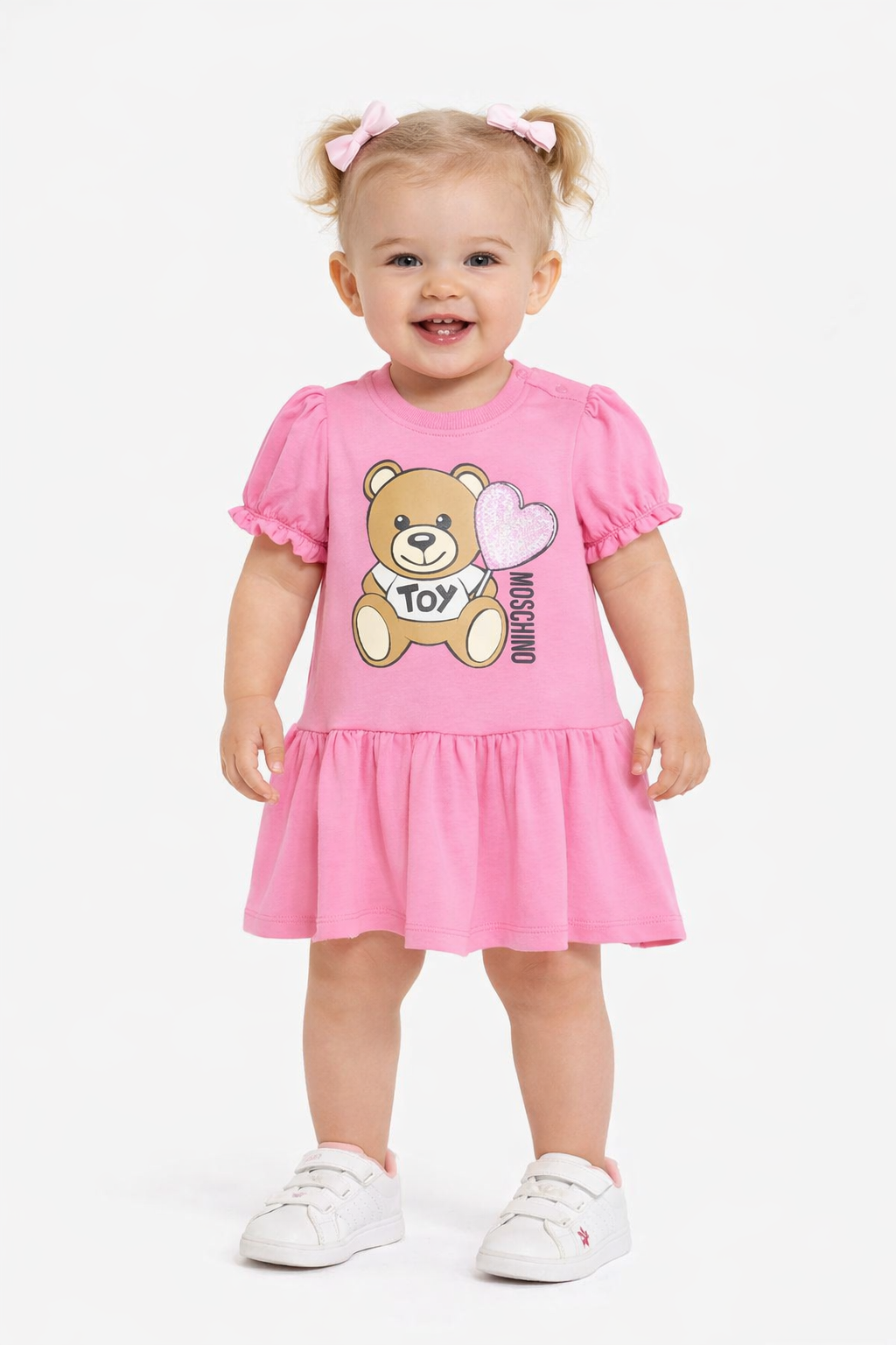 MOSCHINO KIDS BRIGHT PINK BABY/TODDLER DRESS MDV0C7