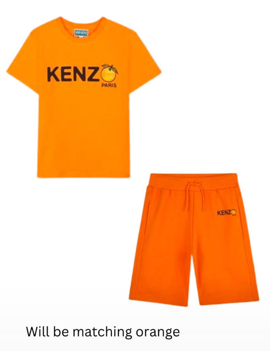 KENZO ORANGE T SHIRT/SHORTS SET