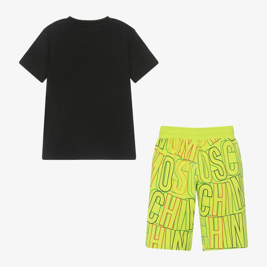 Moschino Black & Lime Shorts Set.
