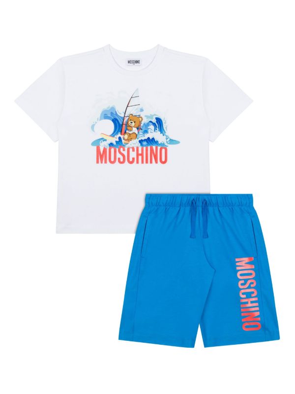 MOSCHINO WHITE & BLUE SHORTS SET HUG00Q