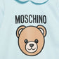 MOSCHINO NEW BORN SKY BLUE BABY GROW WITH GIFT BOX MUY098