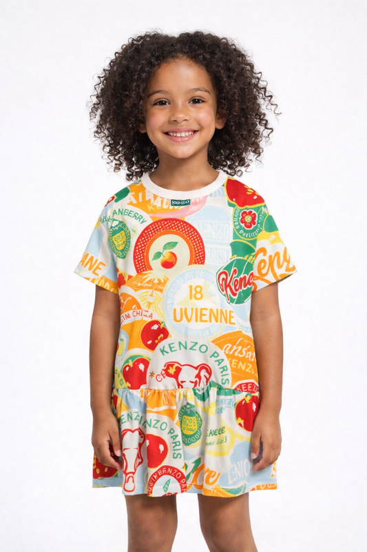 KENZO GIRLS  MULTI COLOURED DRESS K61018