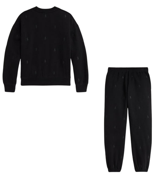 RALPH LAUREN GIRL BLACK REPEAT PONY TRACKSUIT