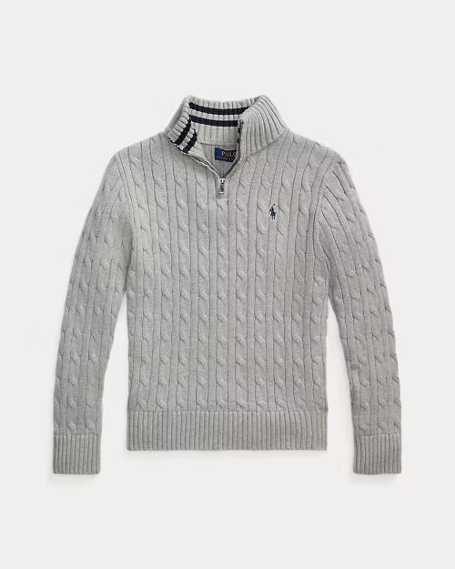 RALPH LAUREN BOY/TEEN CABLE KNIT GREY PULLOVER