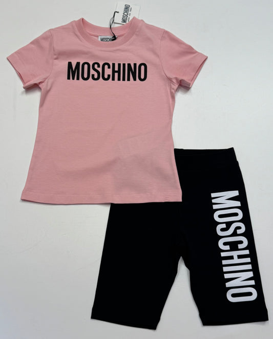 MOSCHINO PINK T SHIRT/CYCLE SHORTS SET HUM05C/HDQ01T