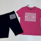 MOSCHINO GIRLS PINK & NAVY SHORTS SET