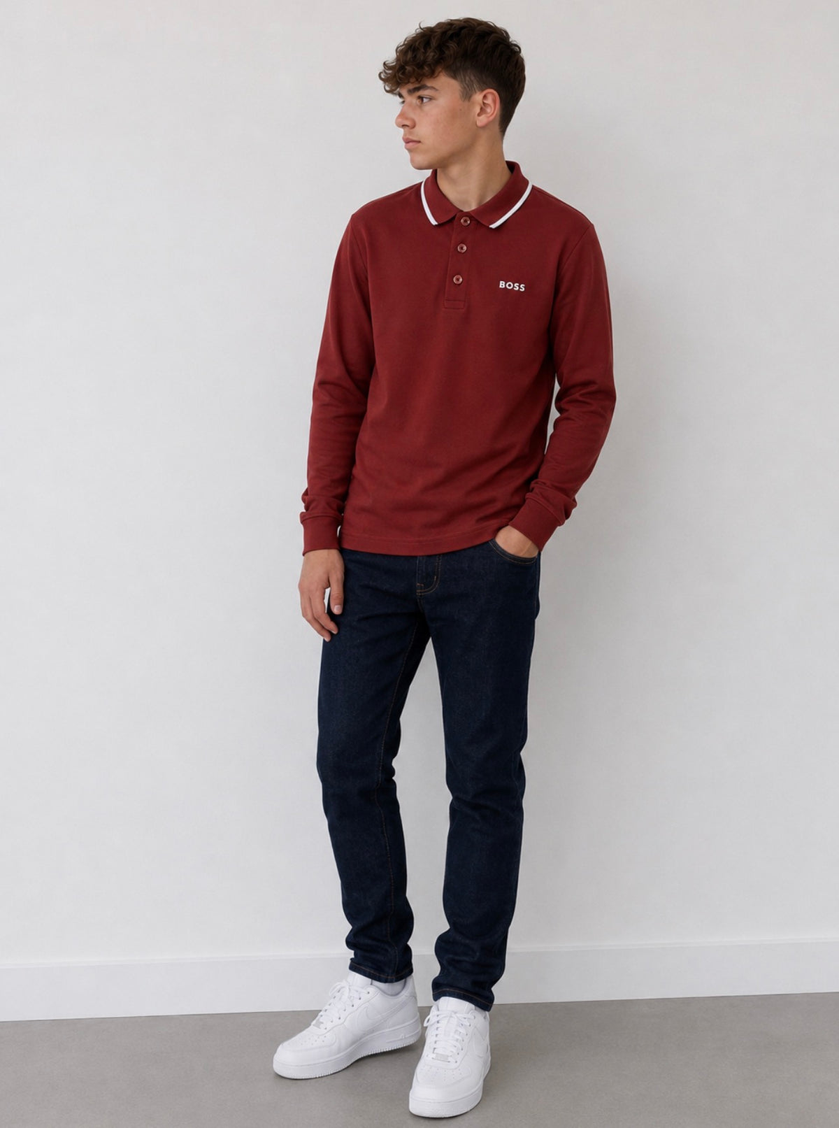 BOSS BOYS CRIMSON RED POLO SHIRT J53376