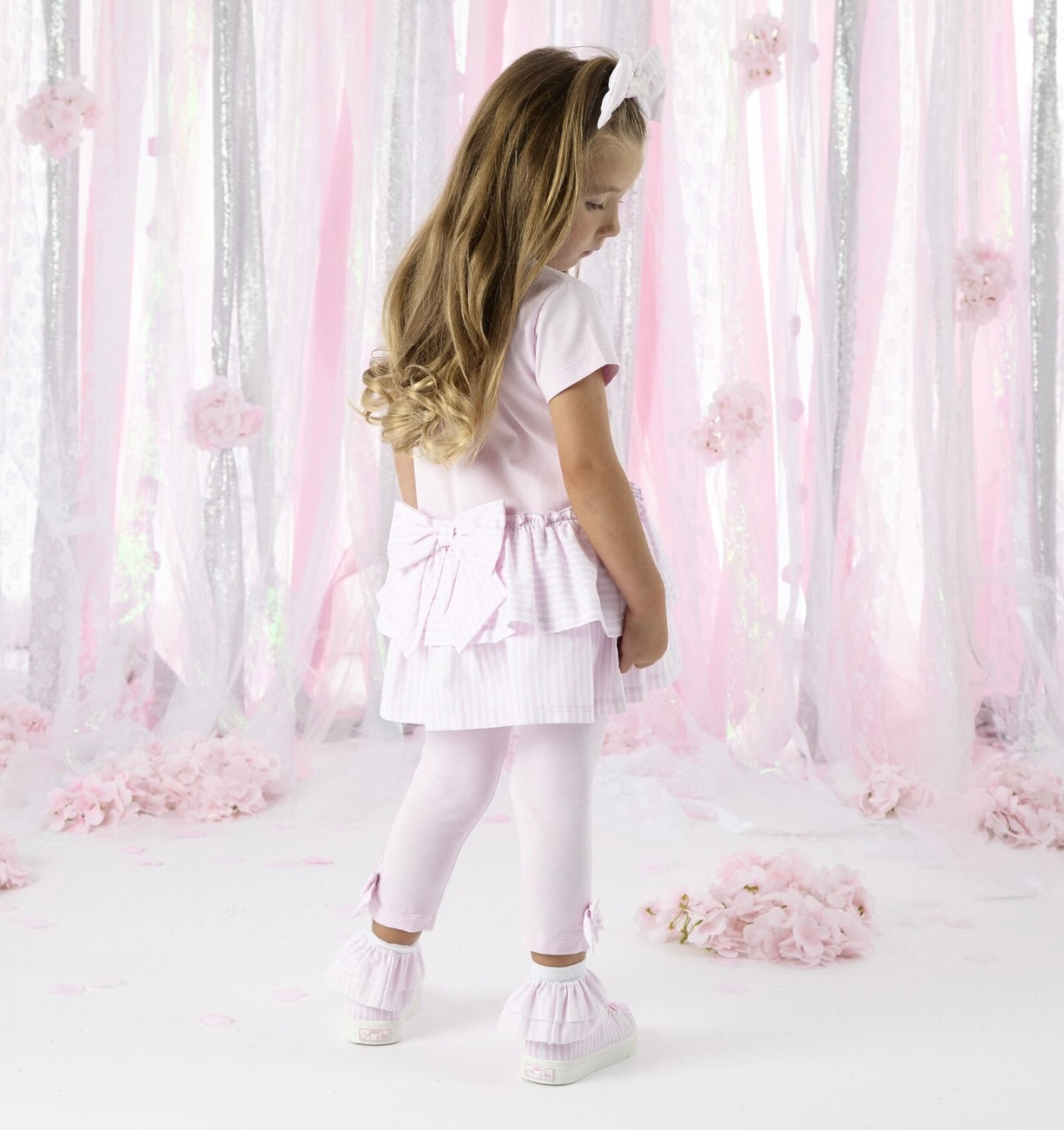 A DEE HEAVENLY HYDRANGEA CECELIA PINK SEERSUCKER FRILL LEGGING SET 1508 - PINK BLOSSOM