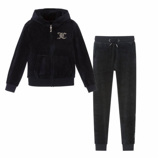 Juicy Couture Girls Midnight Navy Velour Tracksuit
