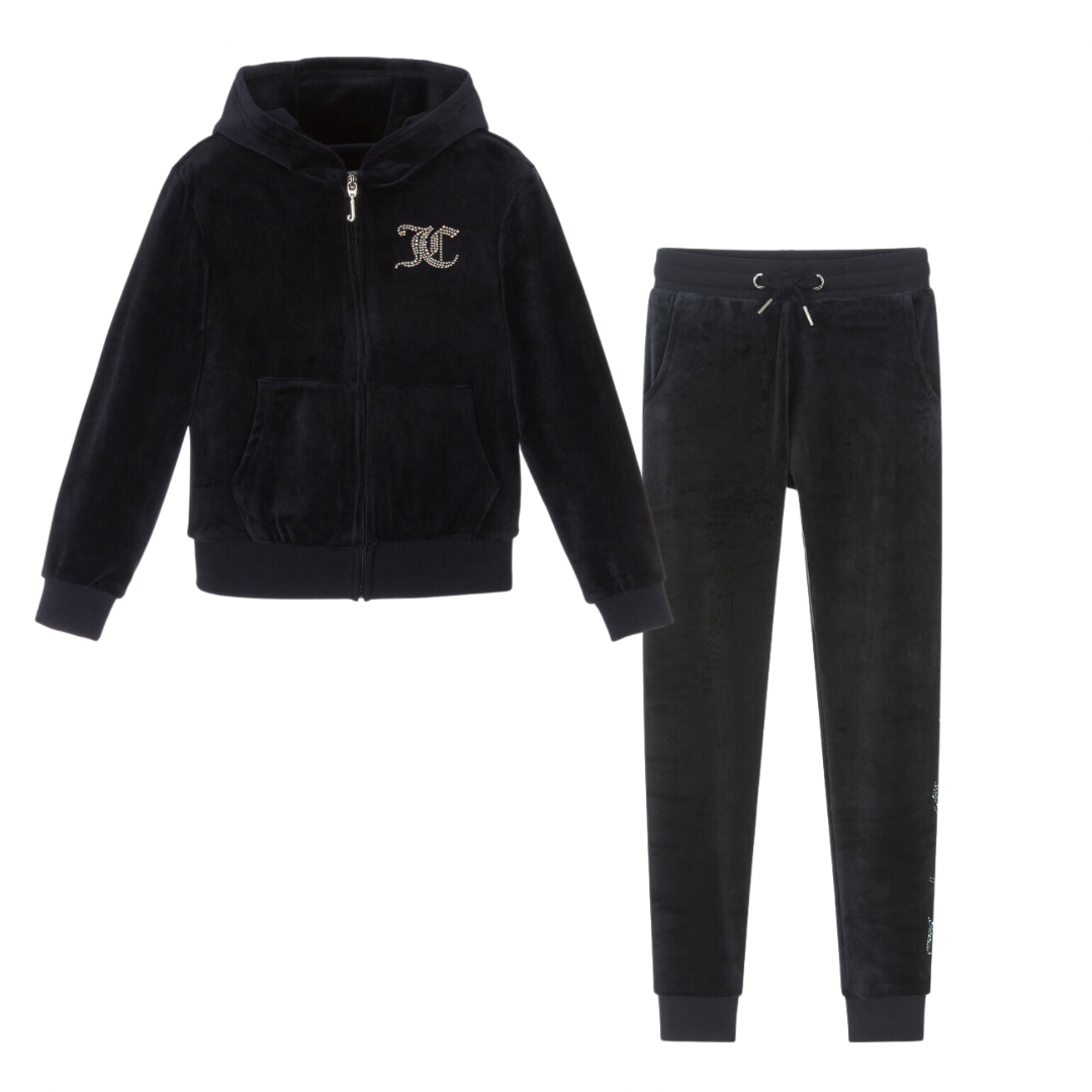 Juicy Couture Girls Midnight Navy Velour Tracksuit – PCZ Kids Designerwear