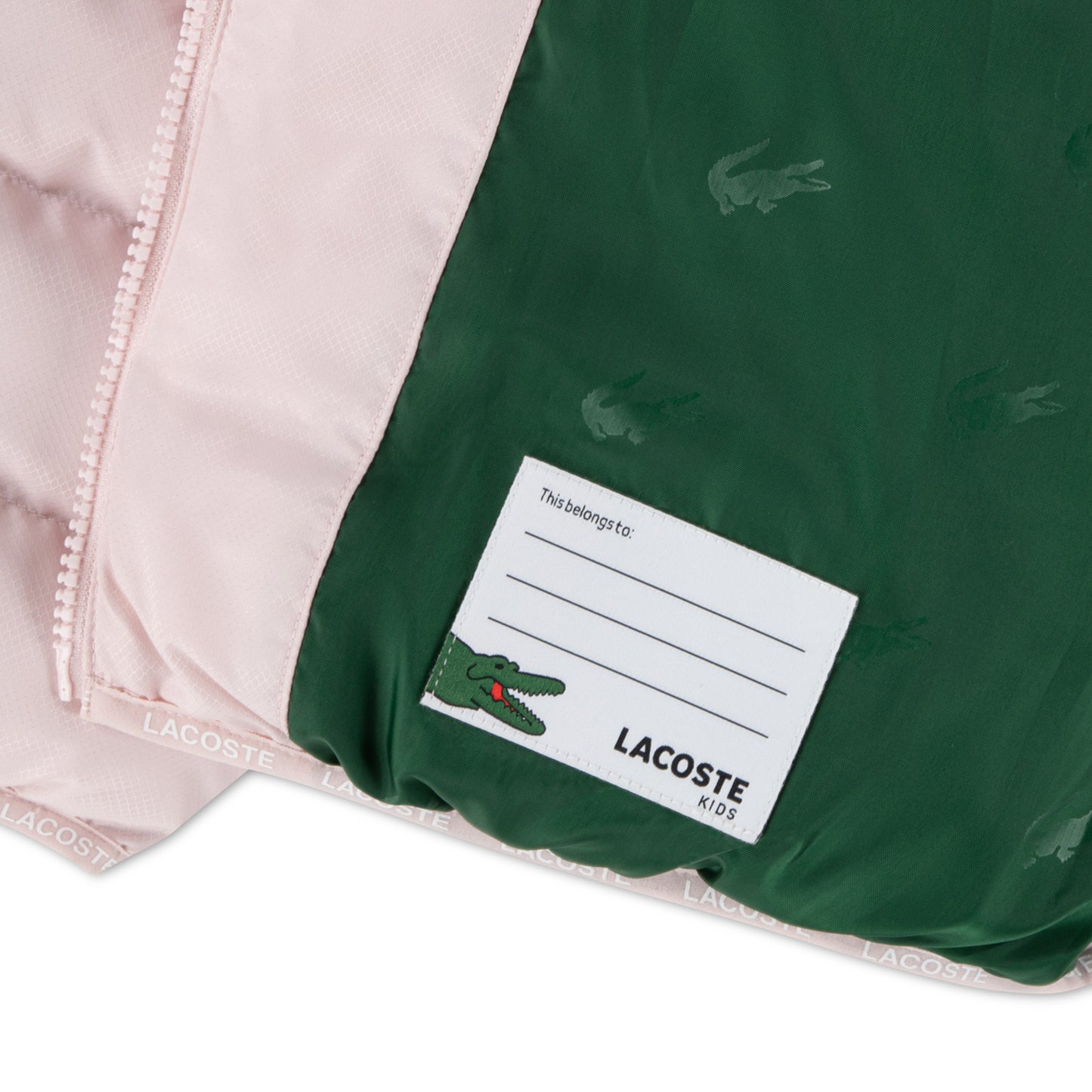 LACOSTE GIRLS PINK MID WEIGHT PUFFER JACKET 347987