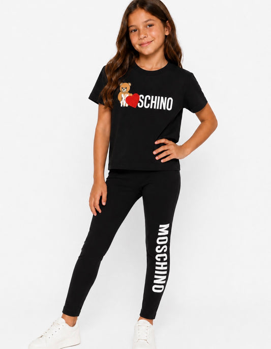 MOSCHINO BLACK MAXI T SHIRT & LEGGINGS SET H1M060/HDP07D