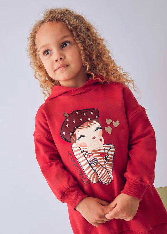 MAYORAL GIRLS RED HOODED DRESS/LEGGINGS SET 4.928
