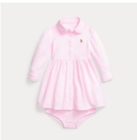 RALPH LAUREN BABY PINK DRESS & PANTS SET 77763002