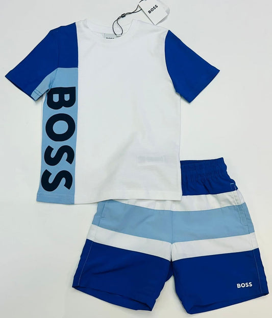 BOSS BLUE & WHITE SHORTS SET