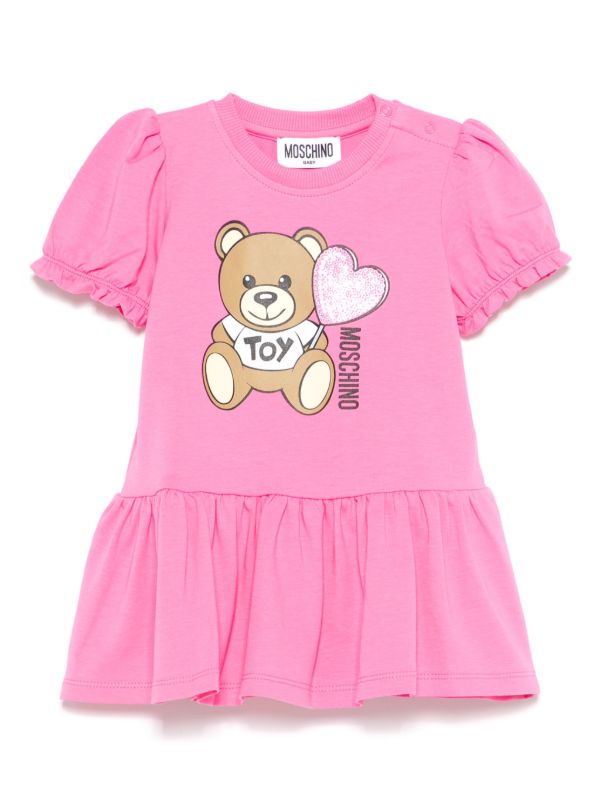 MOSCHINO KIDS BRIGHT PINK BABY/TODDLER DRESS MDV0C7