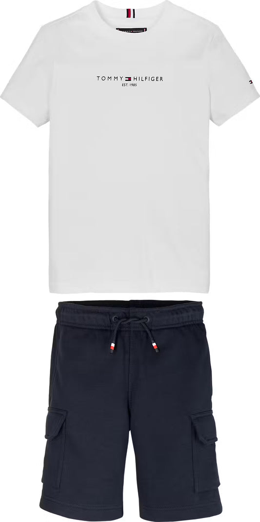 TOMMY HILFIGER NAVY/WHITE CARGO SHORTS SET 9661