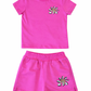 MOSCHINO GIRLS PINK T SHIRT/SHORTS SET HUM05O/HDQ025