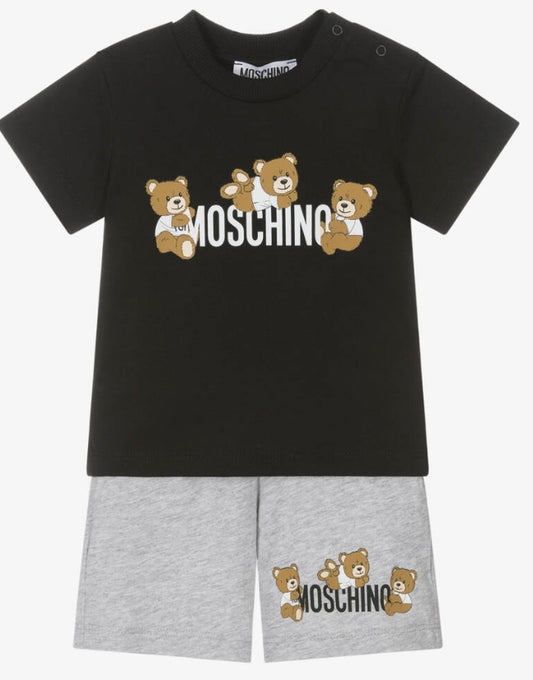 MOSCHINO KIDS T SHIRTS & SHORTS SET BLACK MZG00M